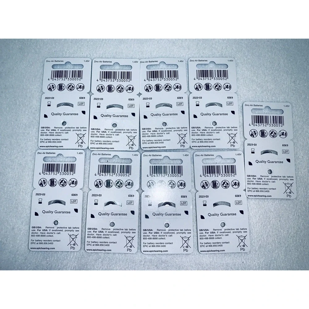 EPIC Hearing Healthcare Batteries 9×6packs Lot #6069 54 Total Zinc Air 13 NOS